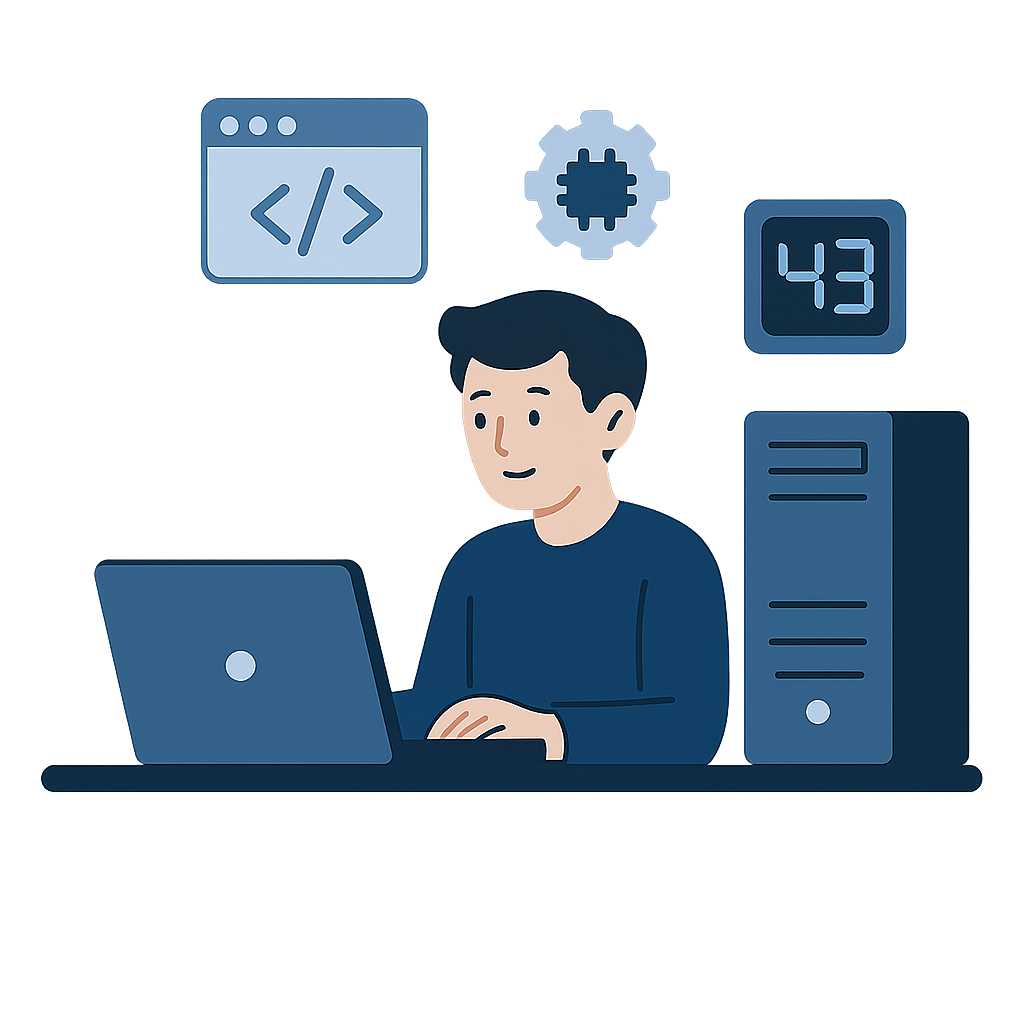 Developer working on software and hardware solutions